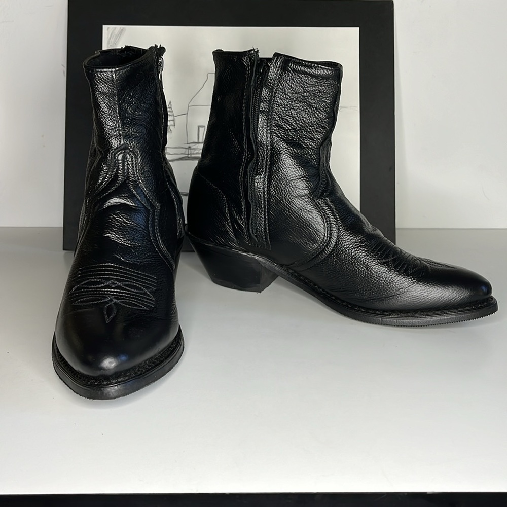 Abilene Sage Western Black Dress Boots Round Toe Zipper Side Men’s US 7.5 D - Picture 1 of 14